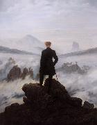 Caspar David Friedrich Wanderer watching a sea of fog (mk09) oil on canvas